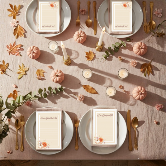 Thanksgiving Gratitude Card | Printable “I’m Grateful For” Sheet | Friendsgiving Activity | Autumn Floral Pumpkin Design