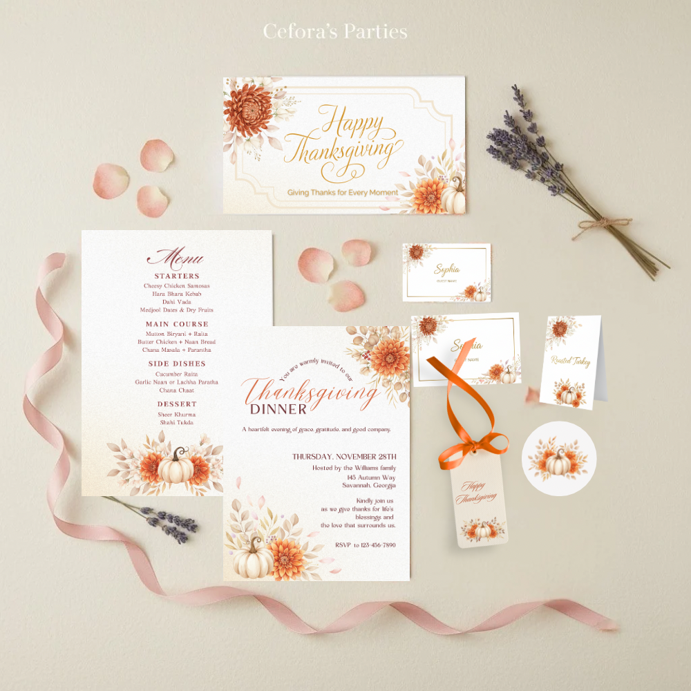 Editable Thanksgiving / Friendsgiving Digital MP4 Banner | “Giving Thanks for Every Moment” | Cast to Your TV | Fall Florals & Pumpkins | Digital Décor