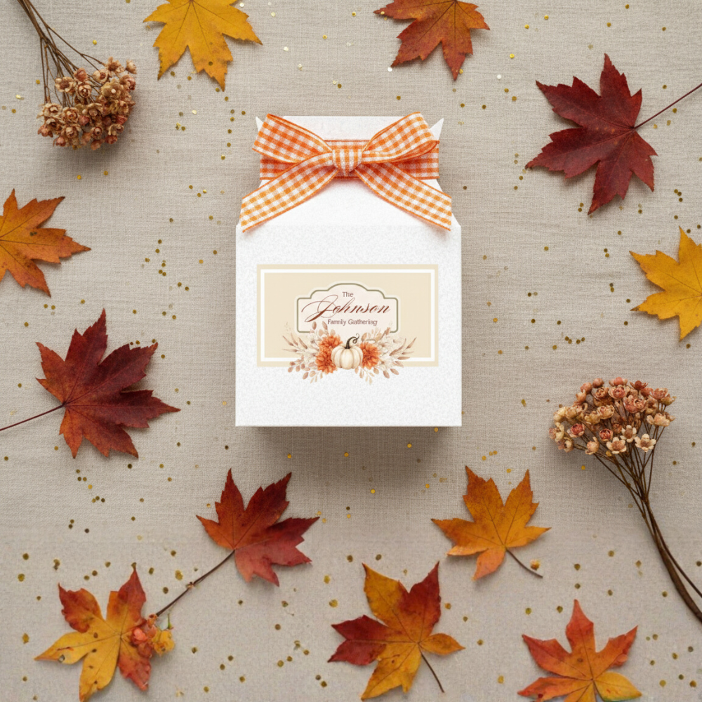 Printable Thanksgiving Favor Box Template | Editable Pumpkin Floral Treat Box | Digital Download