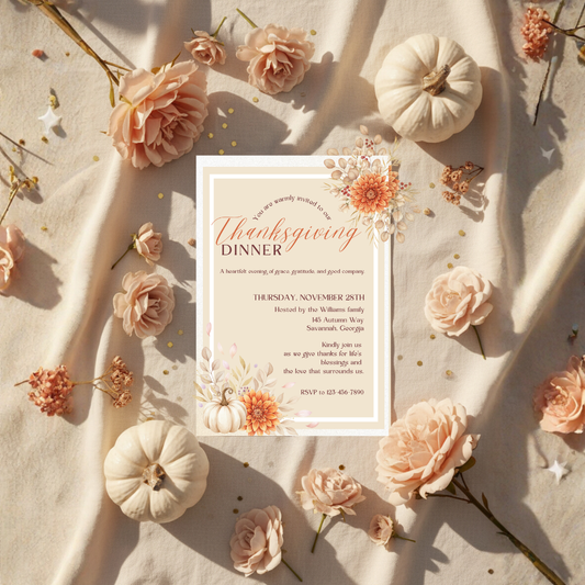 Editable Thanksgiving Dinner Invitation | Printable Fall Celebration Template