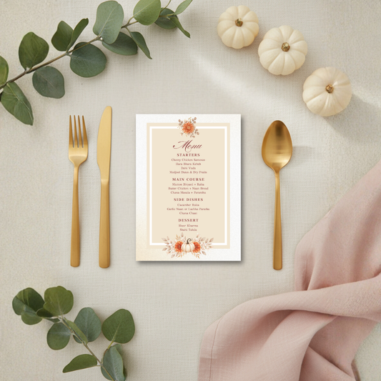 Editable Thanksgiving Menu Template