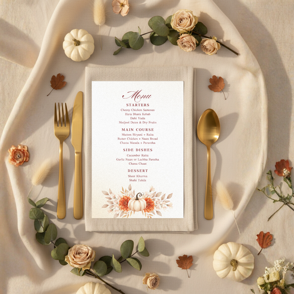 Editable Thanksgiving Menu Template (5x7 + 4x9 Sizes)