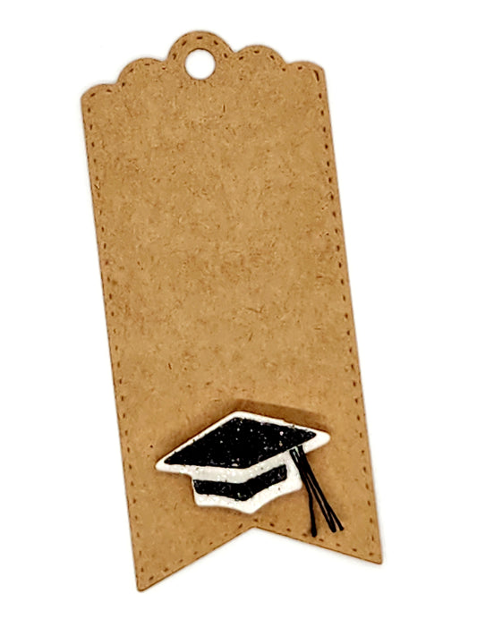 Graduation Favor Tag with Black Cap Elegant Party Accent