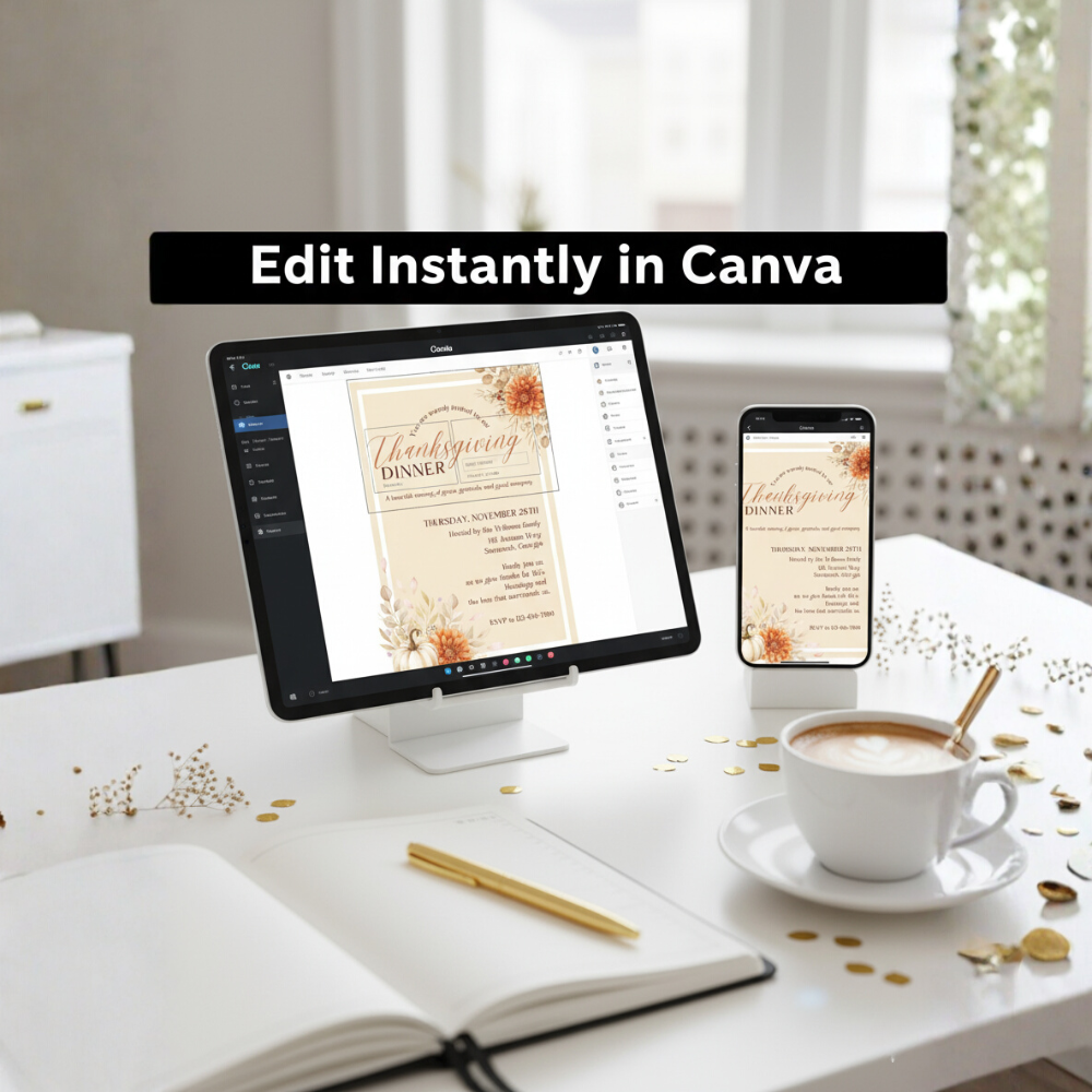Editable Thanksgiving Dinner Invitation | Printable Fall Celebration Template