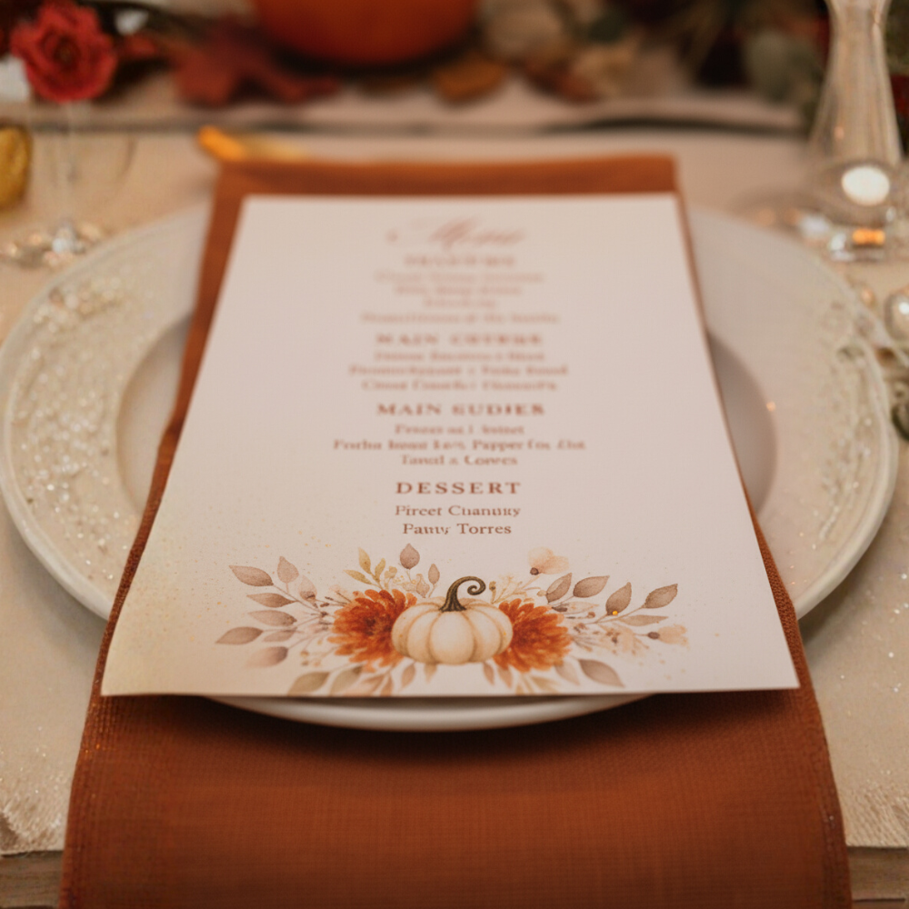Editable Thanksgiving Menu Template (5x7 + 4x9 Sizes)