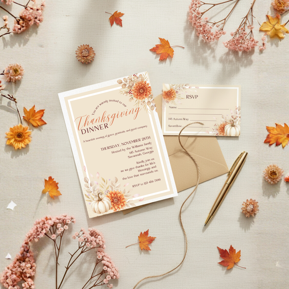 Editable Thanksgiving Dinner Invitation | Printable Fall Celebration Template