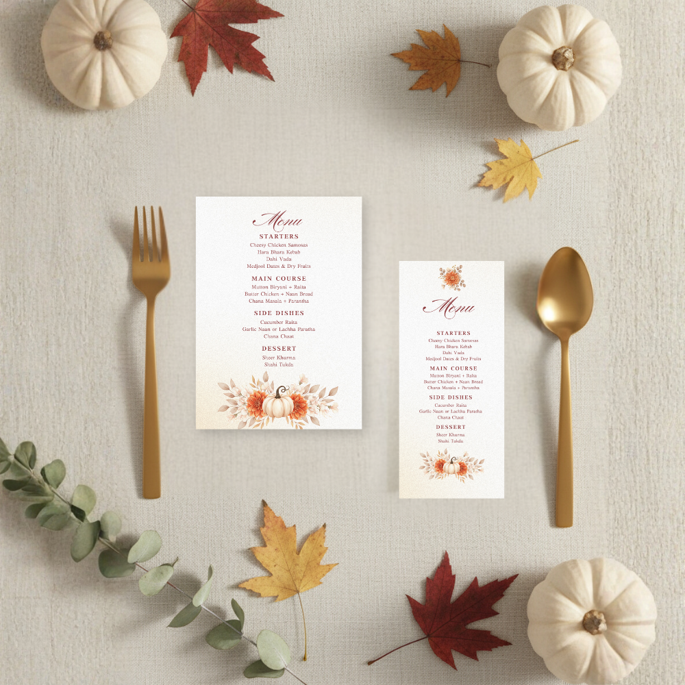 Editable Thanksgiving Menu Template (5x7 + 4x9 Sizes)