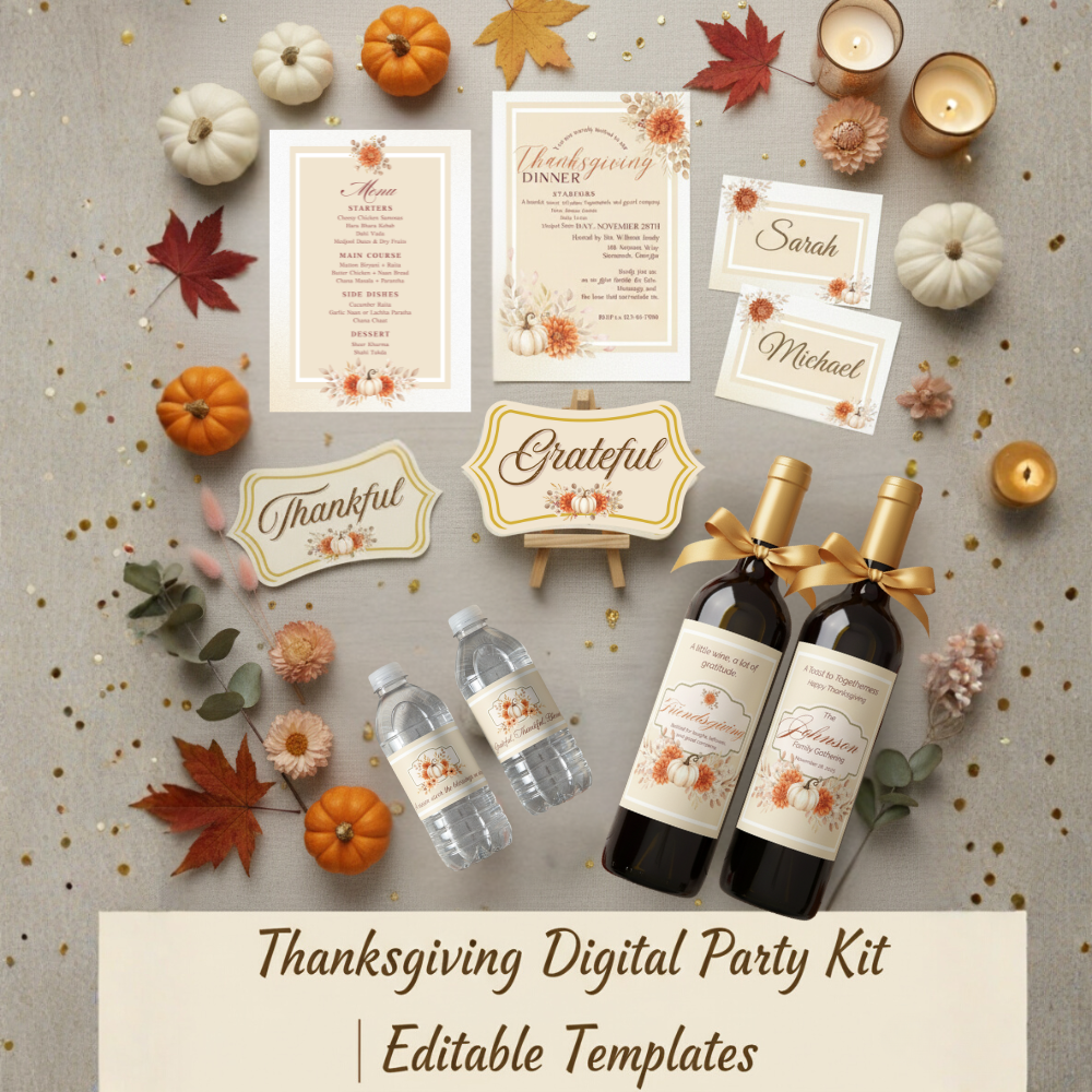 Thanksgiving Digital Party Kit Bundle