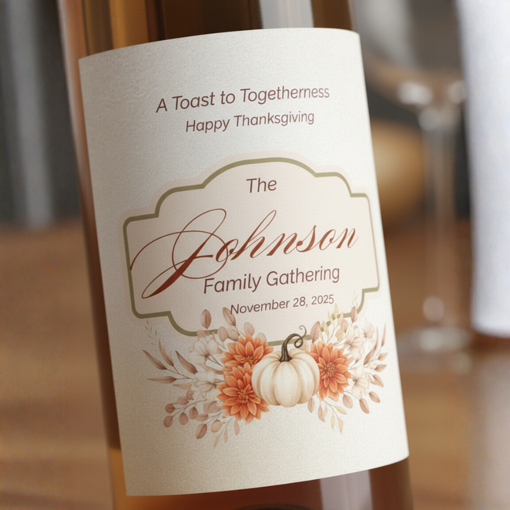 Thanksgiving & Friendsgiving Wine Label Templates