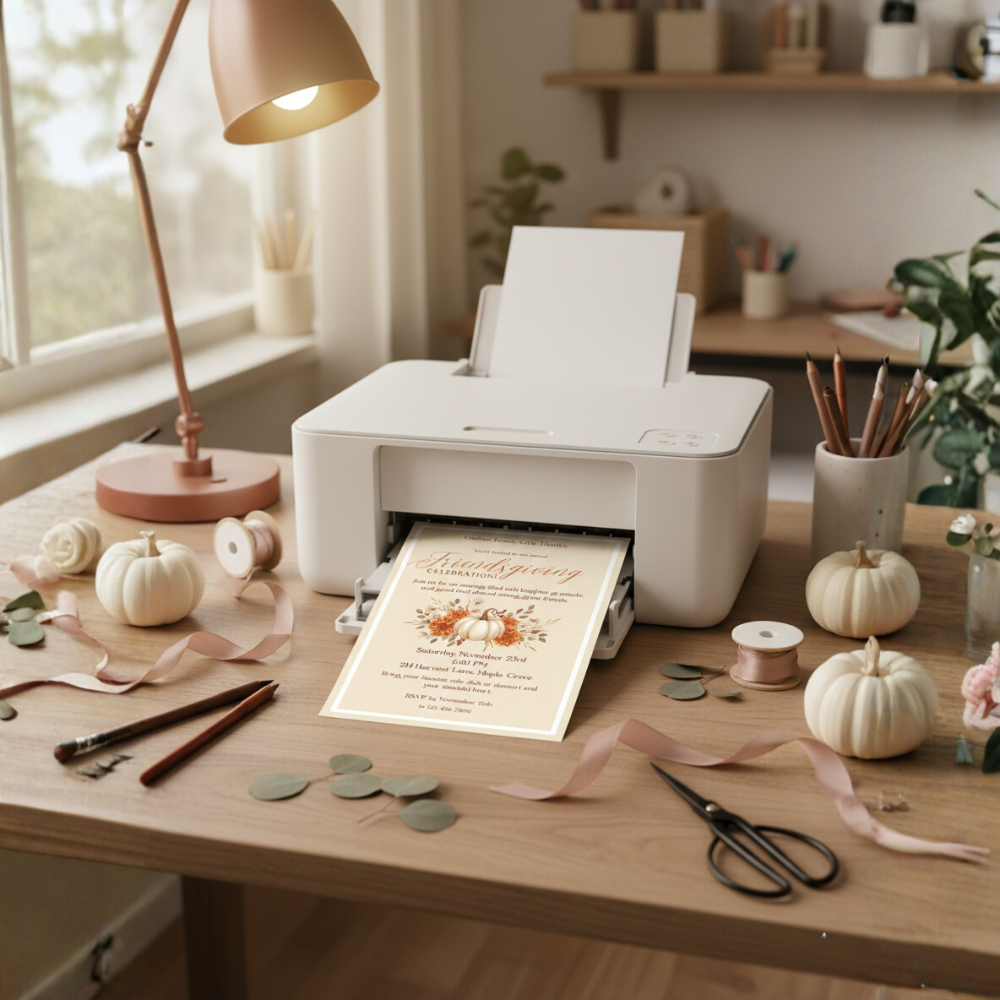 Editable Friendsgiving Invitation Template – Fall Pumpkin Floral Design | Digital Download