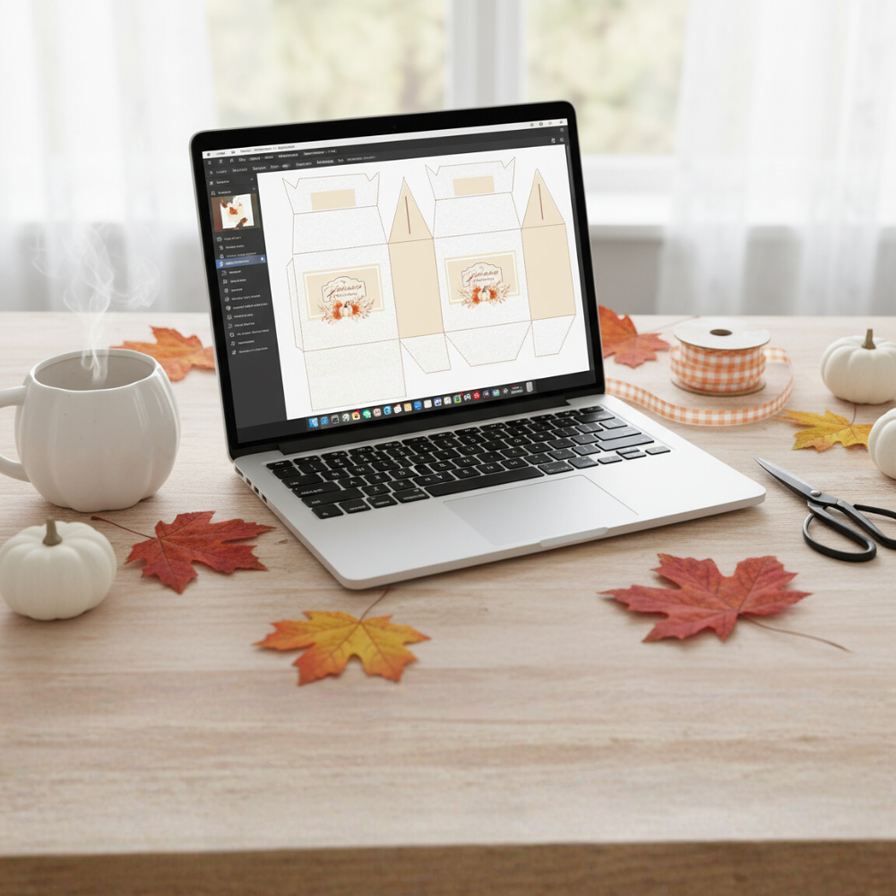 Printable Thanksgiving Favor Box Template | Editable Pumpkin Floral Treat Box | Digital Download