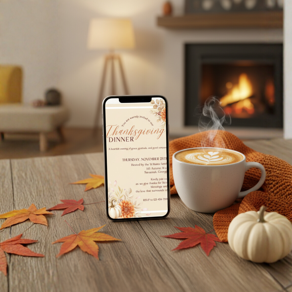 Editable Thanksgiving Dinner Invitation | Printable Fall Celebration Template