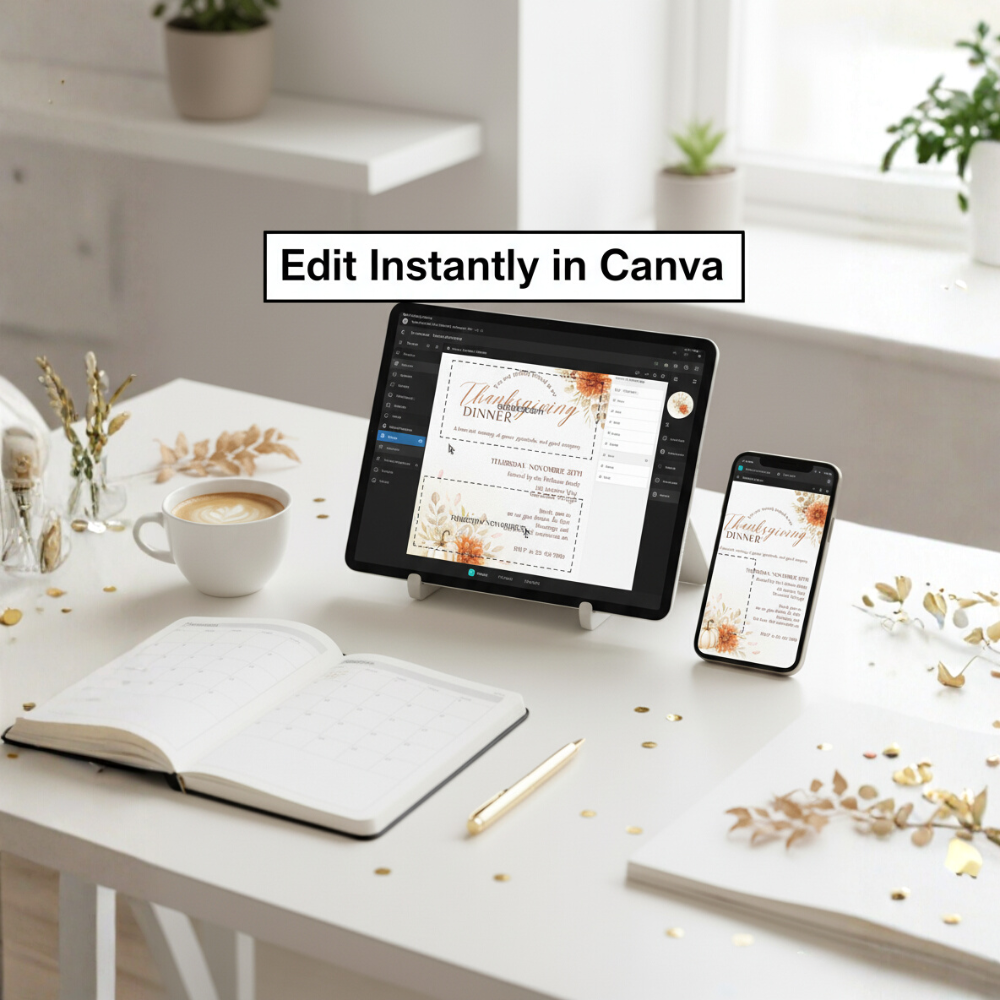 Thanksgiving Digital Watercolor Party Kit Bundle