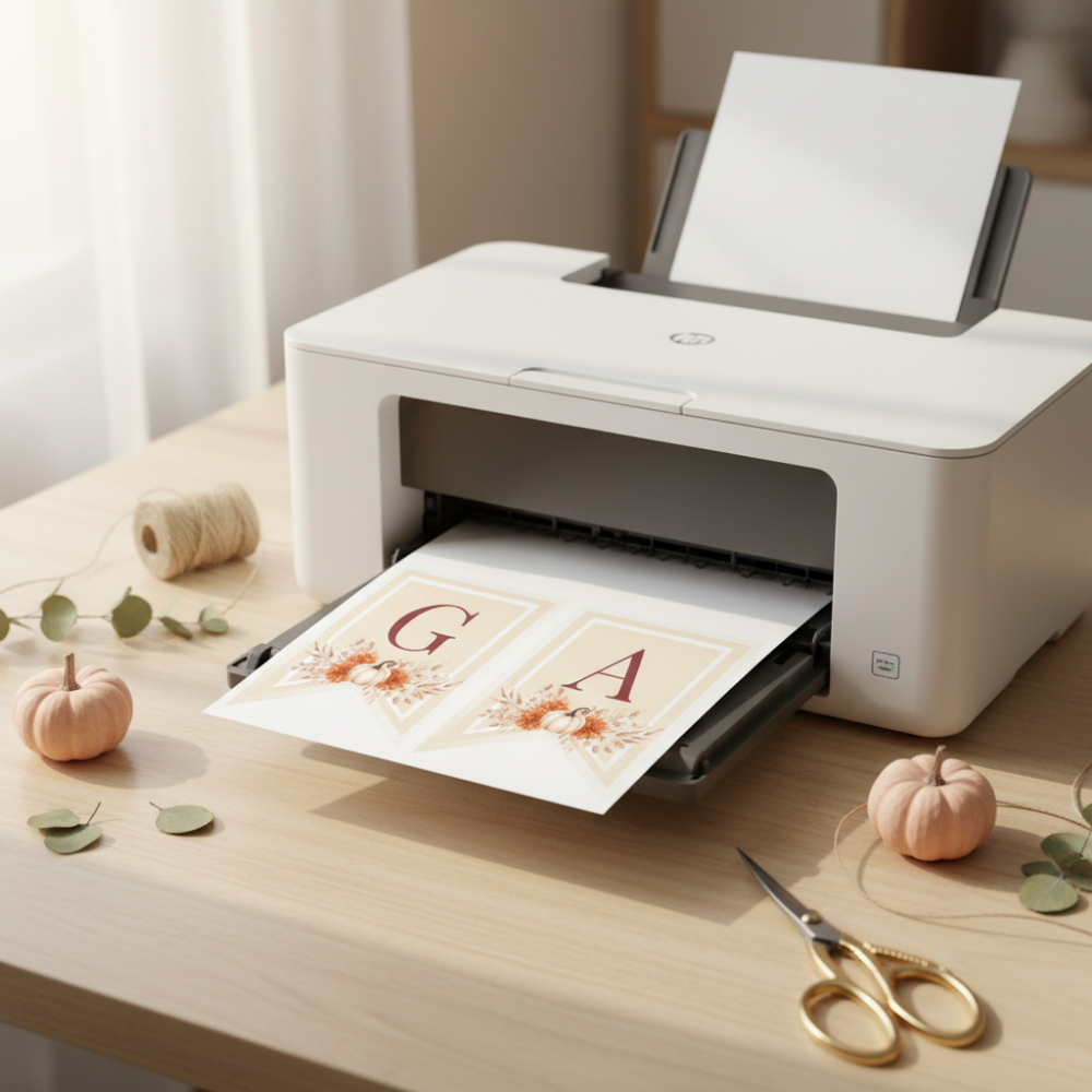 Editable Thanksgiving / Friendsgiving Banner Template – “Happy Thanksgiving” Printable Fall Decor | Rustic Pumpkin Autumn Party Garland