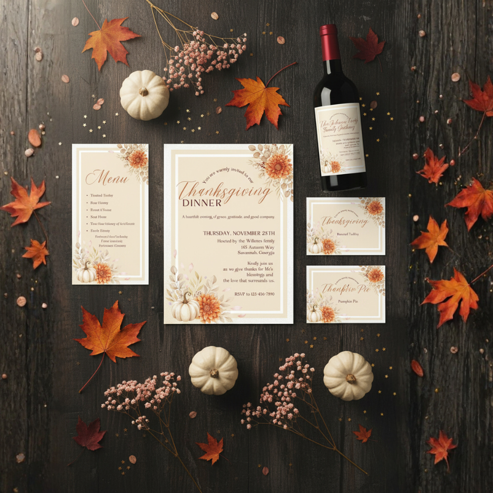Editable Thanksgiving Dinner Invitation | Printable Fall Celebration Template