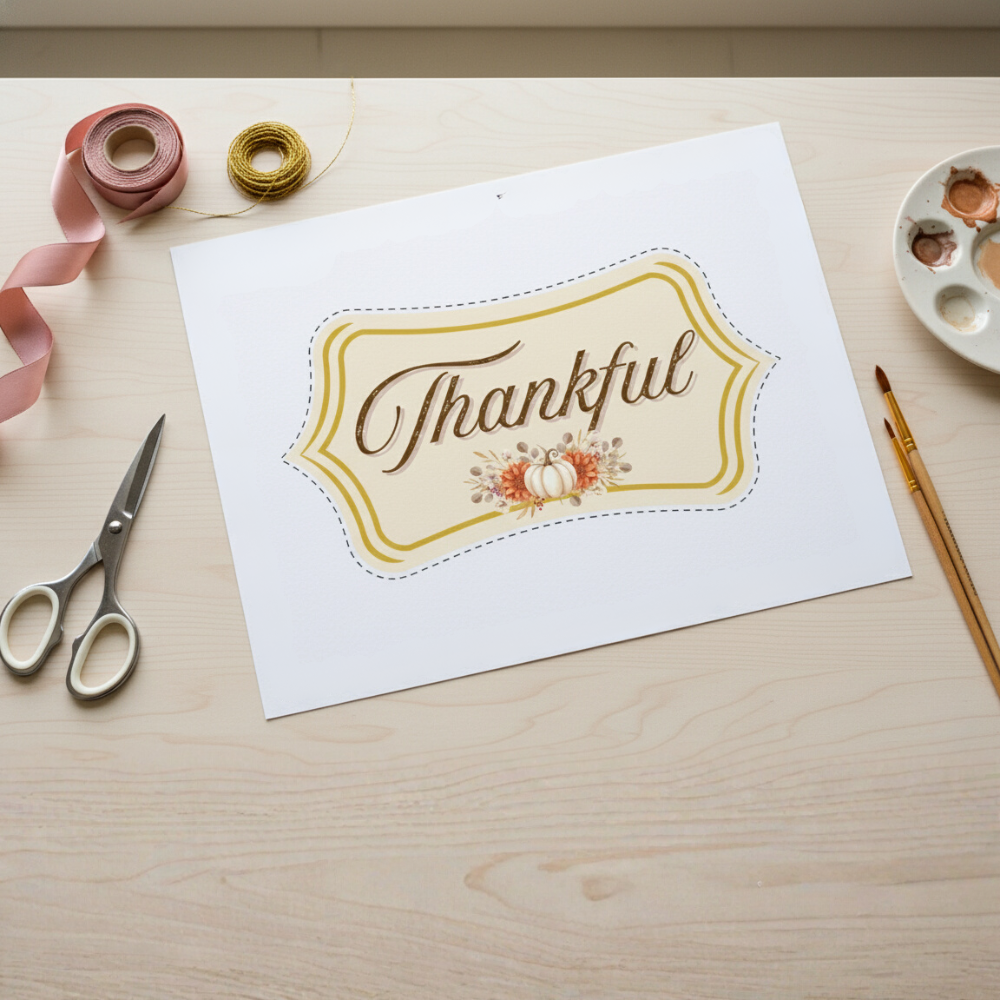 Editable Thanksgiving Table Sign & Centerpiece Stick Templates | “Thankful” Printable Decorations