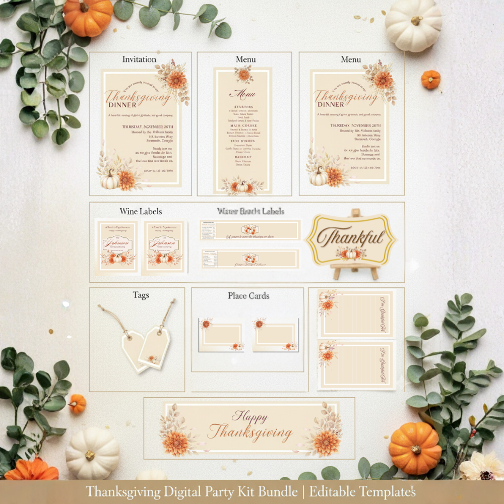 Thanksgiving Digital Party Kit Bundle