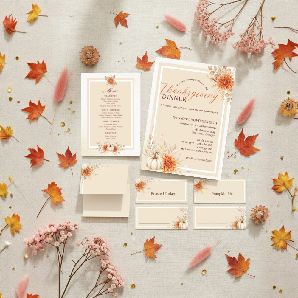Editable Thanksgiving Dinner Invitation | Printable Fall Celebration Template