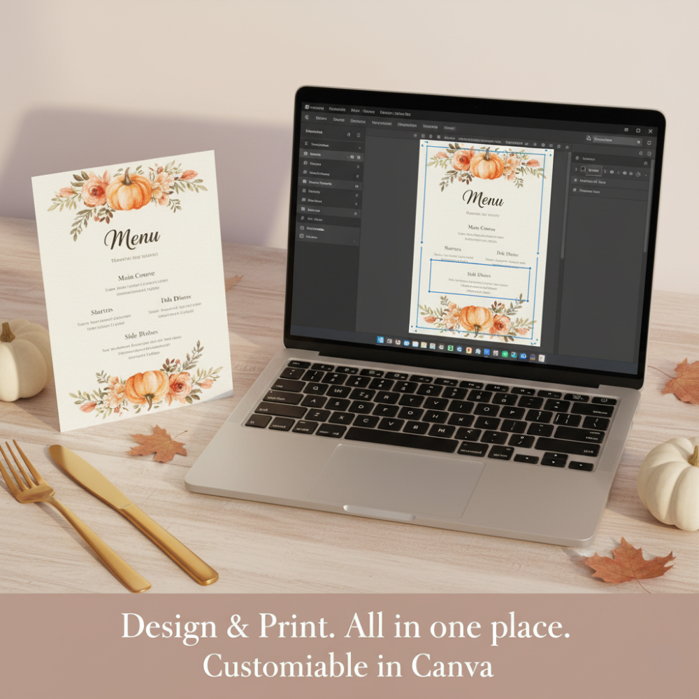 Editable Thanksgiving Menu Template (5x7 + 4x9 Sizes)