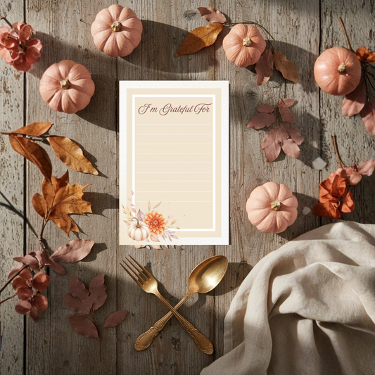 Thanksgiving Gratitude Card | Printable “I’m Grateful For” Sheet | Friendsgiving Activity | Autumn Floral Pumpkin Design