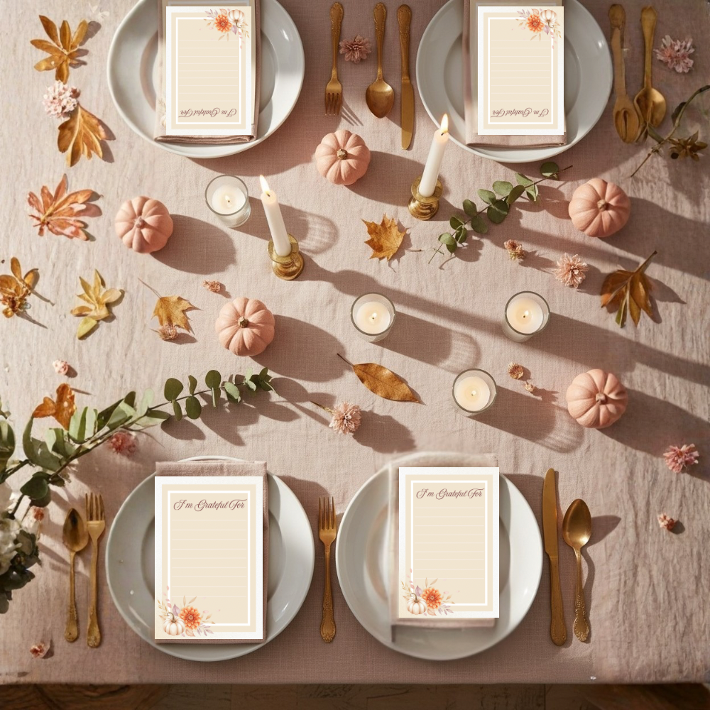 Thanksgiving Gratitude Card | Printable “I’m Grateful For” Sheet | Friendsgiving Activity | Autumn Floral Pumpkin Design