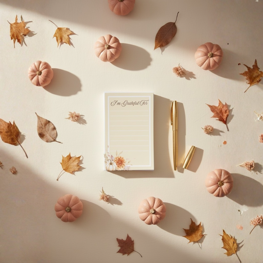 Thanksgiving Gratitude Card | Printable “I’m Grateful For” Sheet | Friendsgiving Activity | Autumn Floral Pumpkin Design