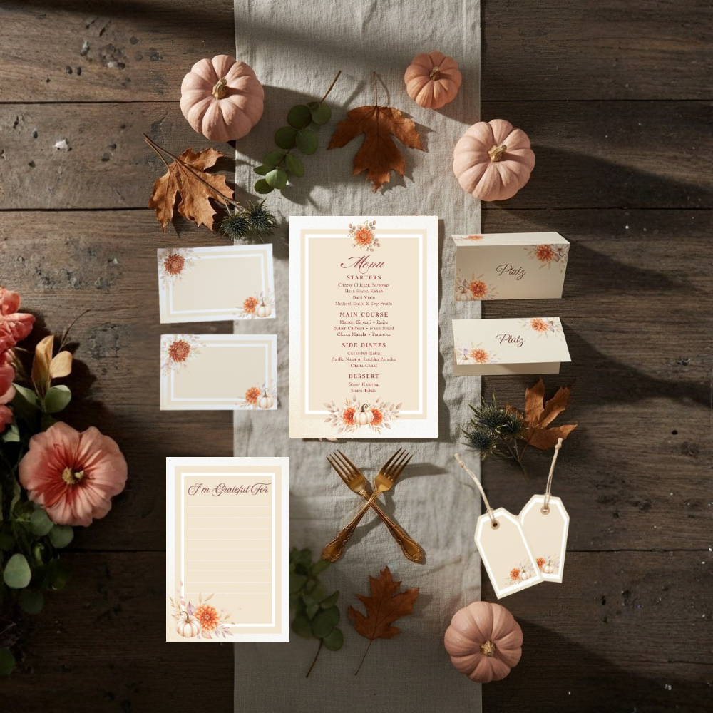 Thanksgiving Gratitude Card | Printable “I’m Grateful For” Sheet | Friendsgiving Activity | Autumn Floral Pumpkin Design