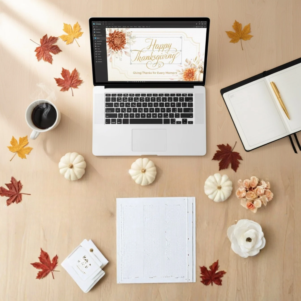 Editable Thanksgiving / Friendsgiving Digital MP4 Banner | “Giving Thanks for Every Moment” | Cast to Your TV | Fall Florals & Pumpkins | Digital Décor