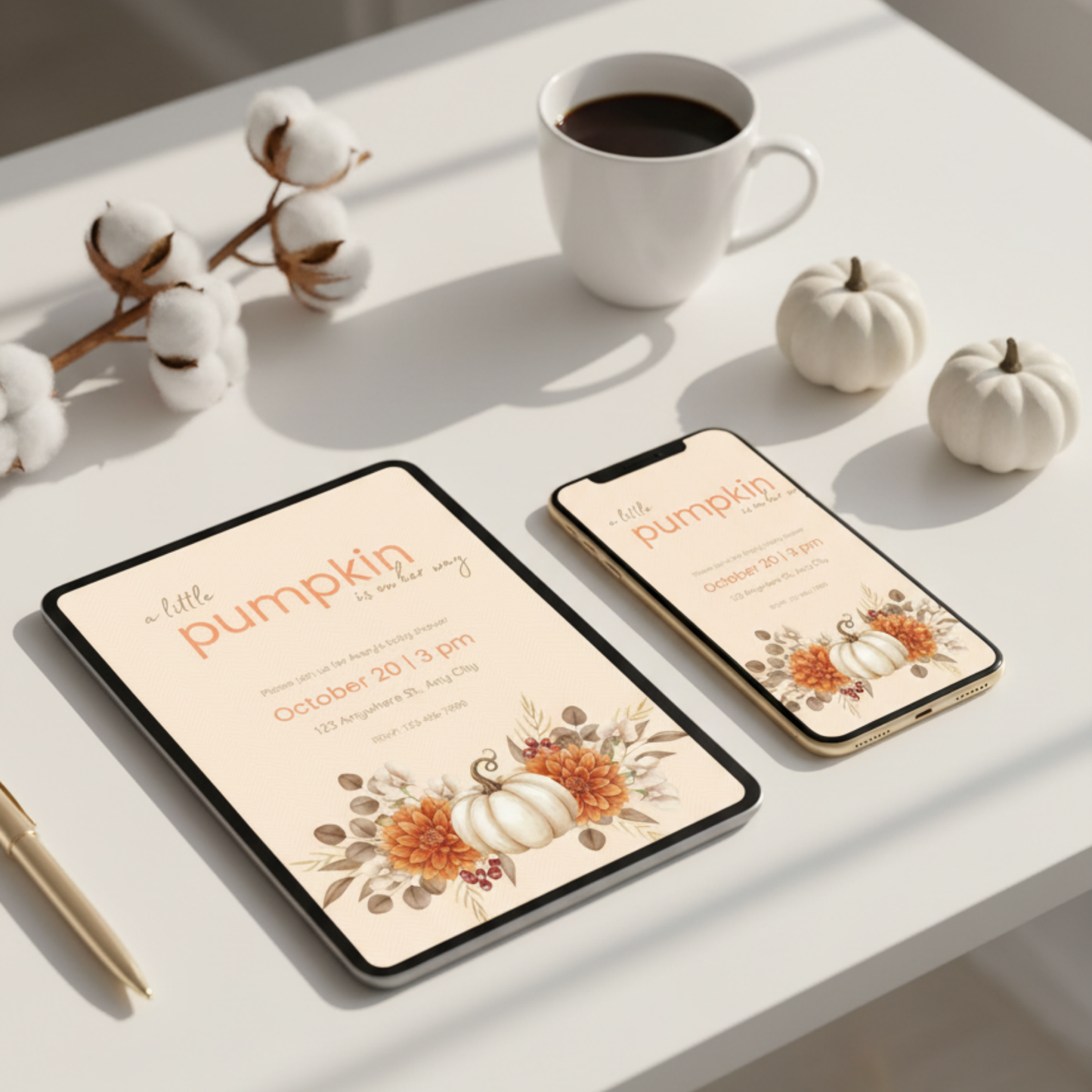 A Little Pumpkin Is On Her Way – Fall Baby Shower Invitation (Digital Download)