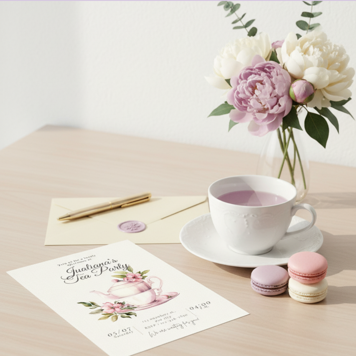 Tea Party Invitation — Editable Digital Template
