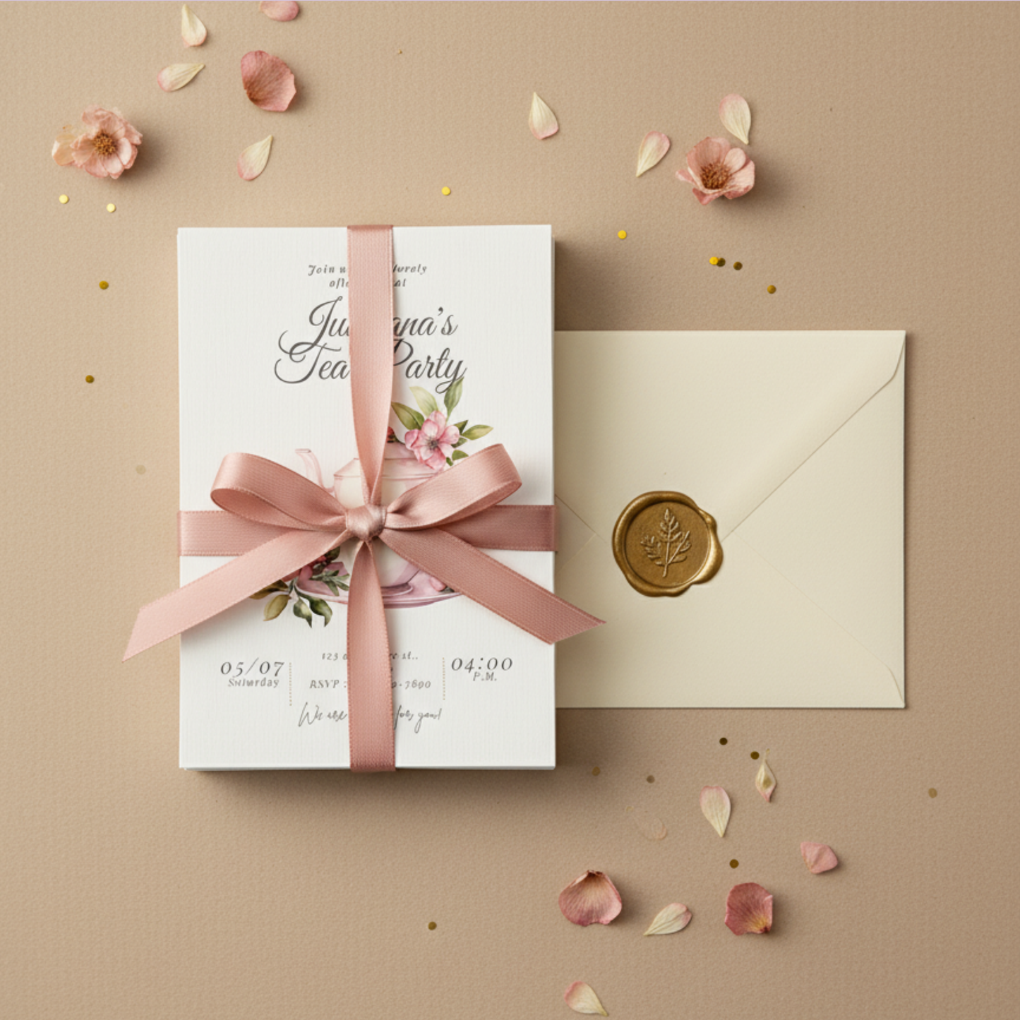 Tea Party Invitation — Editable Digital Template