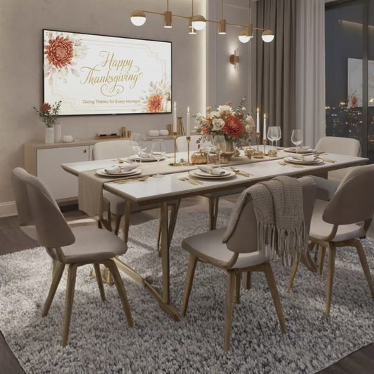 Editable Thanksgiving / Friendsgiving Digital MP4 Banner | “Giving Thanks for Every Moment” | Cast to Your TV | Fall Florals & Pumpkins | Digital Décor